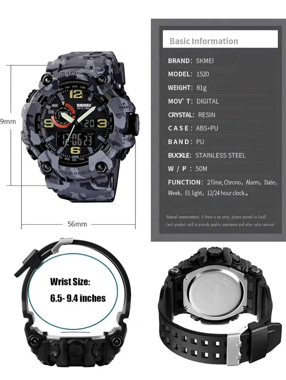 Men's Large Face Outdoor Sports Watches Military S-Shock Watch Waterproof,